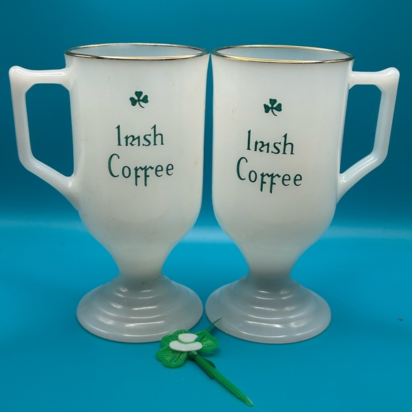 Vintage Irish coffee mugs milk glass, Ireland, St Patrick’s day ☘️ - Picture 1 of 5